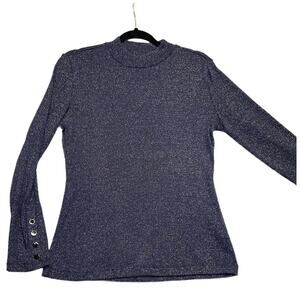 NWT Violets & Roses Long Sleeve Metallic Ribbed Top Night Sky